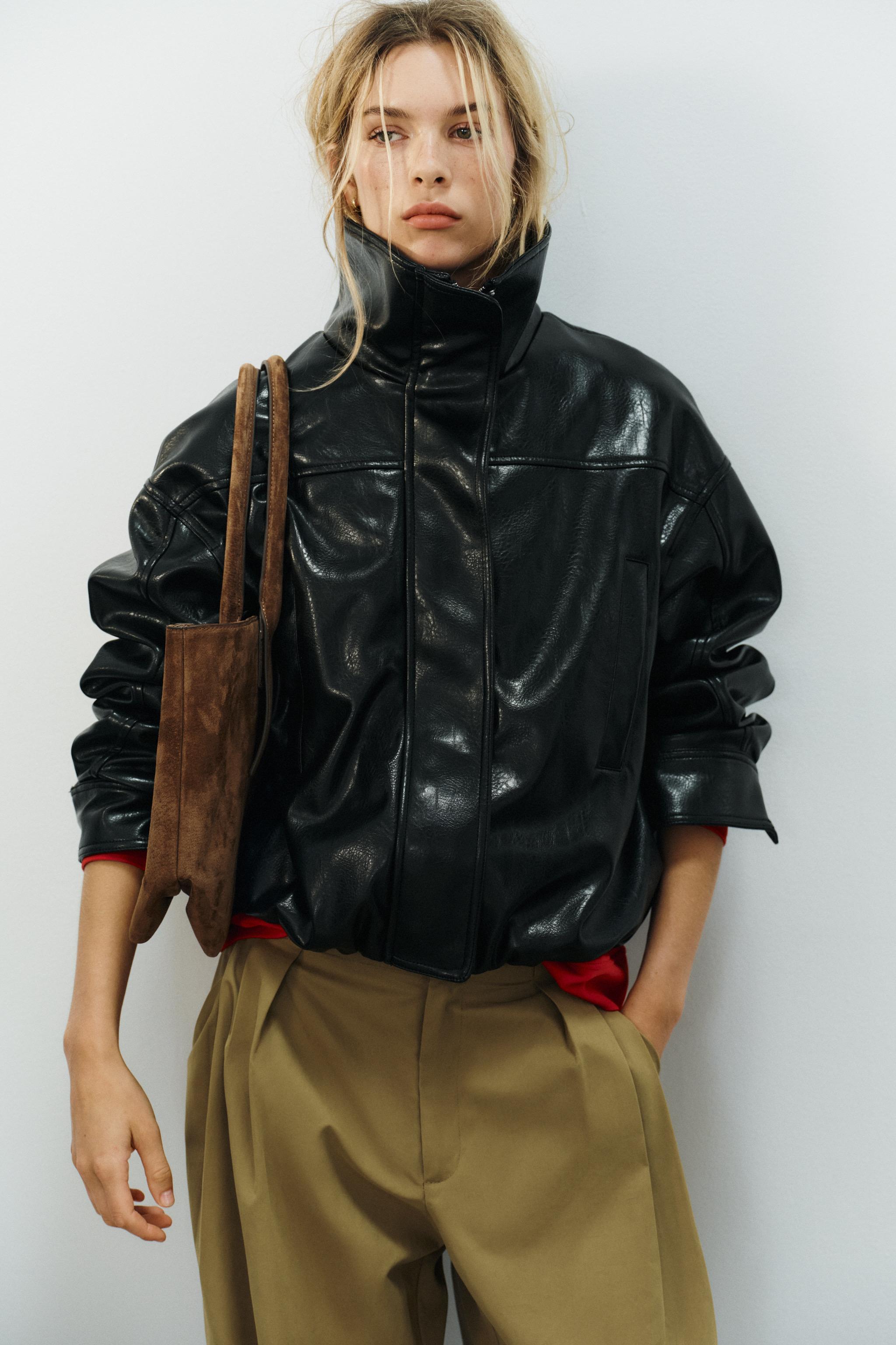 FAUX LEATHER BOMBER JACKET